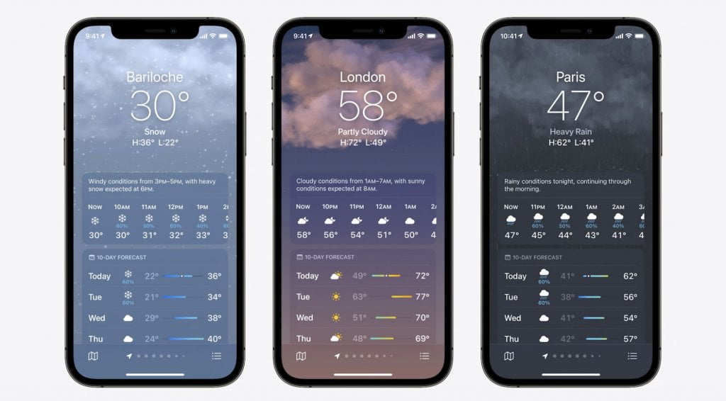 Die Wetter-App des iOS 15