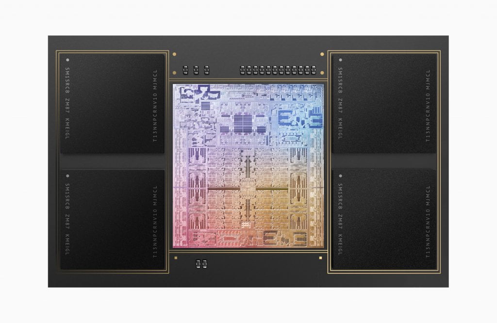 Apple M1 Max mit vier Speicherchips am 512-Bit-Interface